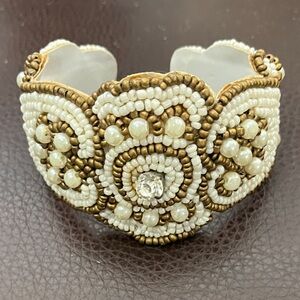 Beaded Cuff Bracelet Stone Boho Bangle Adjustable